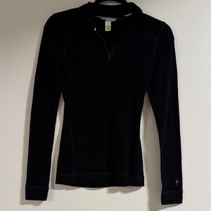 Smartwool Black Quarter-Zip Long Sleeve Wool Top